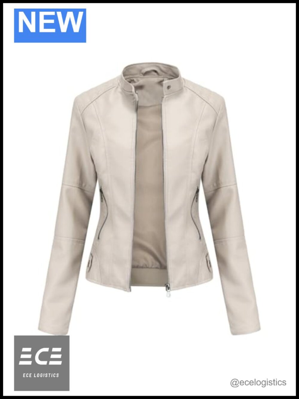 Faux Leather Jacket Womens Belted Bomber Motorcycle Moto Biker Zip Coat